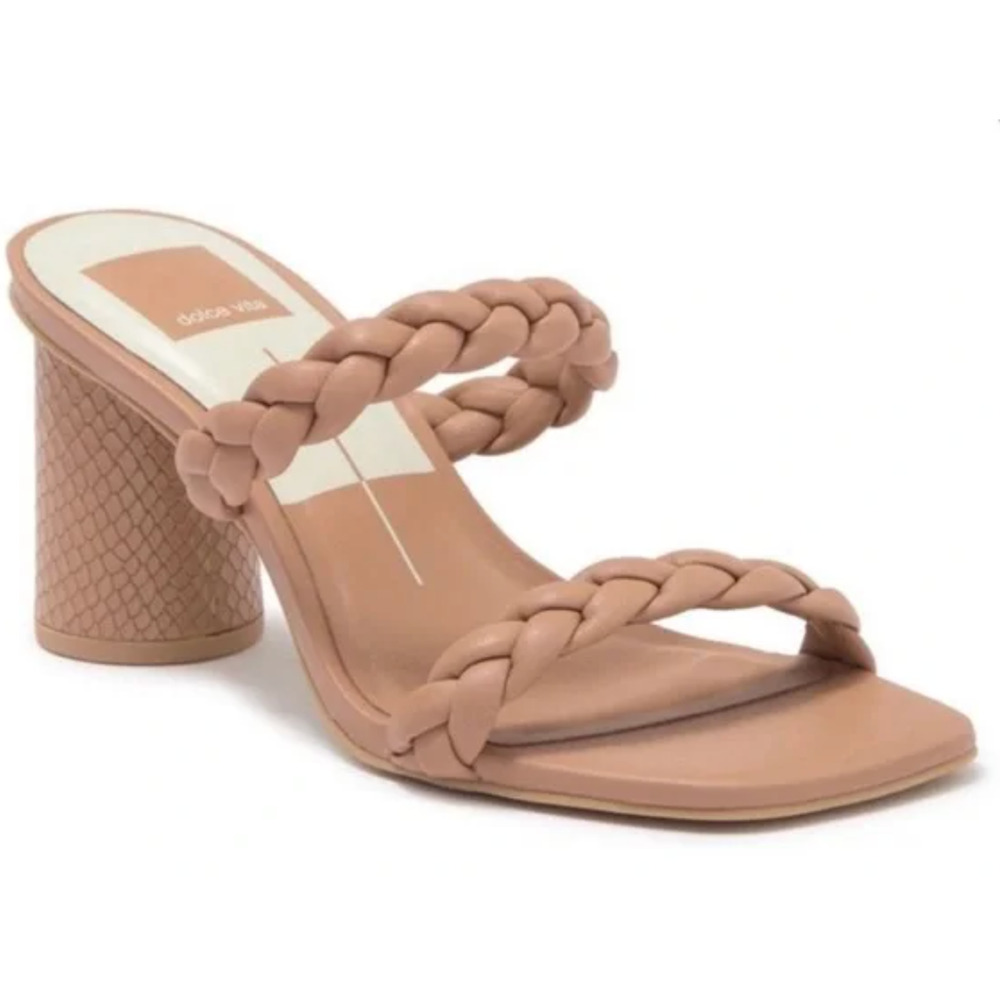 Dolce Vita Nairi Braided Sandals 8 NWOT Tan Heel Travel Beach Resort Cruise